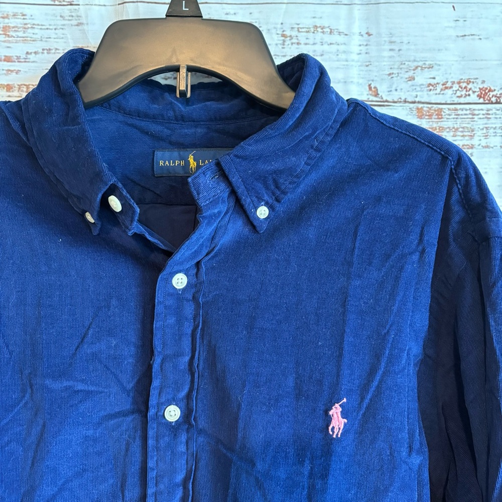Ralph Lauren Men's Navy Corduroy Button-Down Shirt